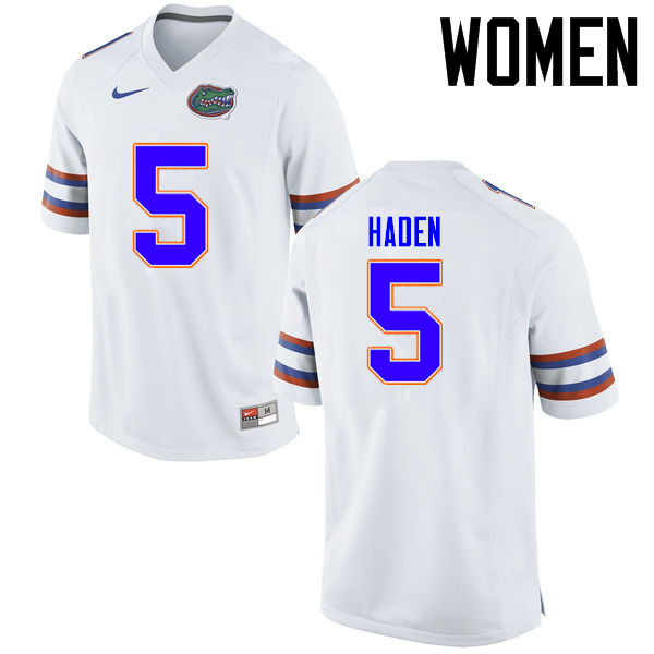 Women Florida Gators #5 Joe Haden College Football Jerseys Sale-White - Click Image to Close